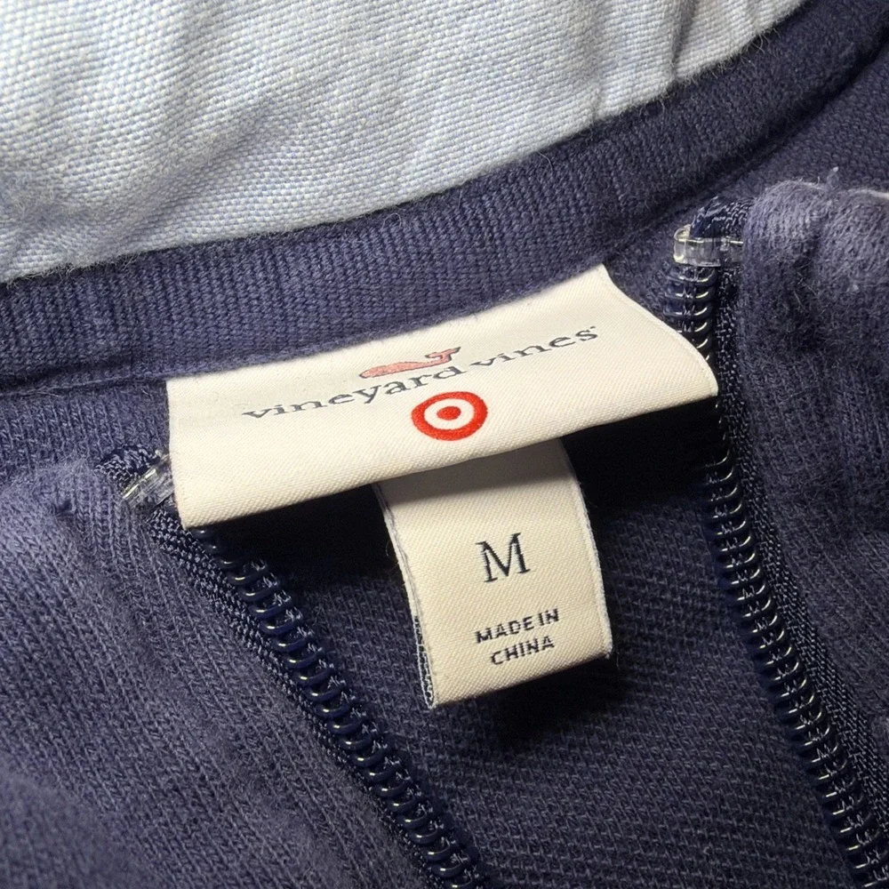 Vineyard Vines Target Mens Cotton Blue Striped Pullover 1/4 Zip Sweater Med